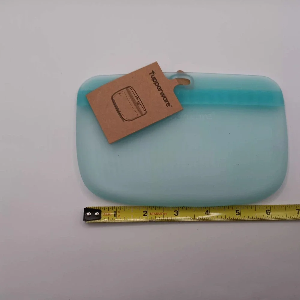 Tupperware Ultimate Silicone Bag Teal Blue Reusable Food Storage Zip Top Pouch